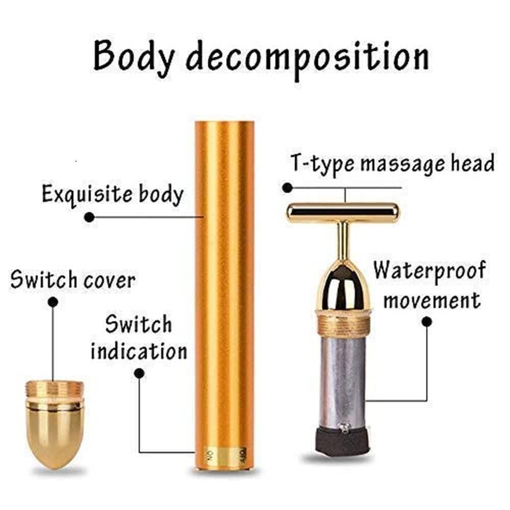 TheraGlow™ 24K Bar Electric Facial Massage Roller (6000+ vibrations/min)