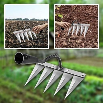 THE STYLE SUTRA® Gardening Hoe Vegetable Plowing Planting Farm for Weeding Garden 5 Tooth